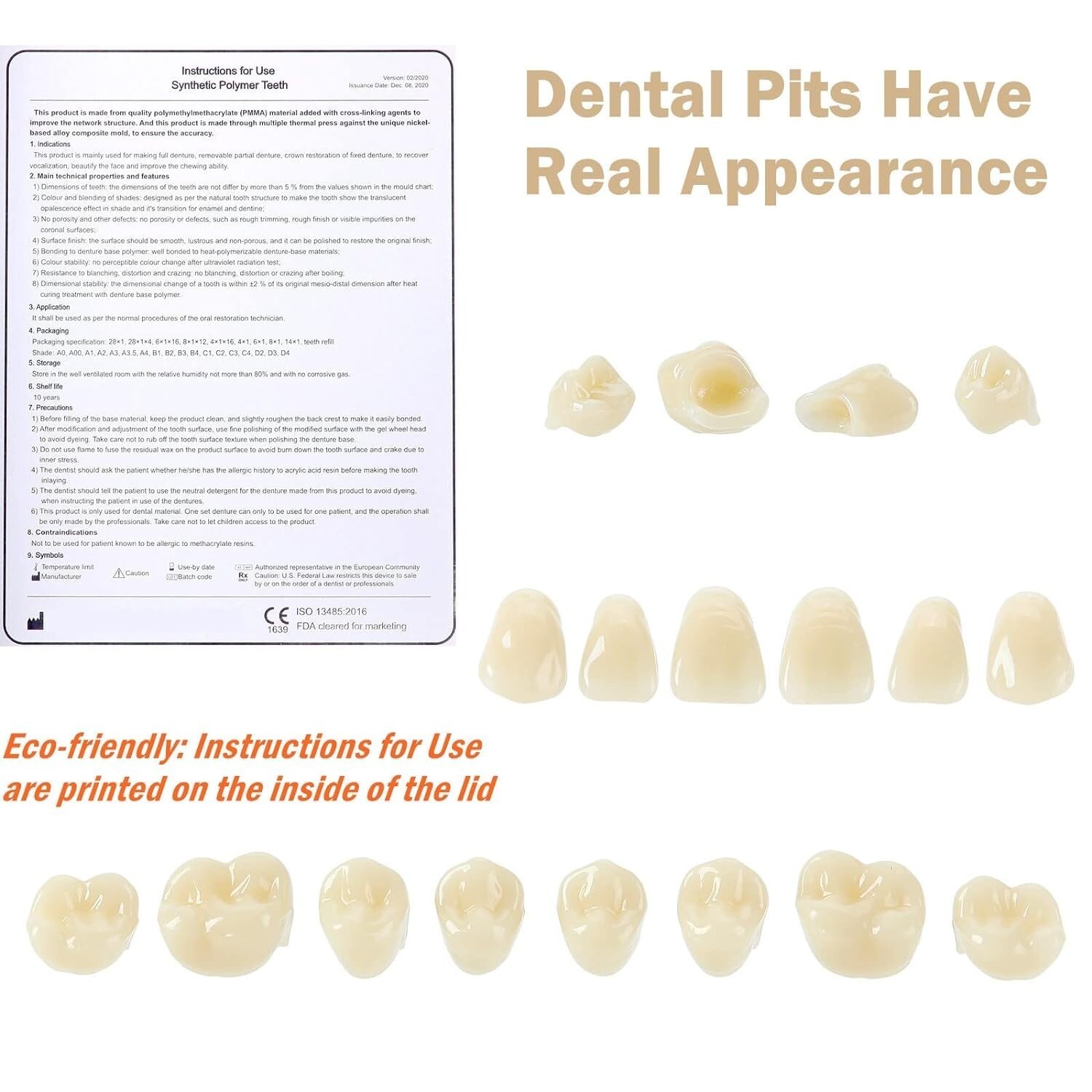 28Pcs/Set Dental Acrylic Resin Denture False Teeth A1 A2 A3/T6 T8 Upper &Lower