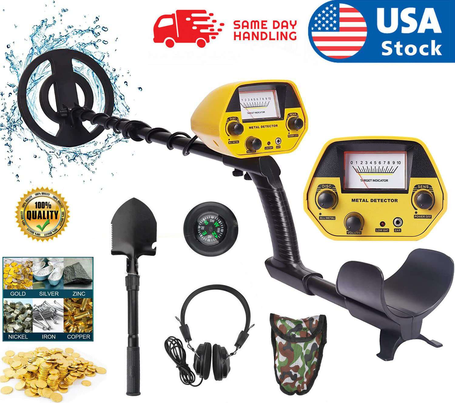 LCD Metal Detector for Adults Professional Gold Detector 10 in IP65 Waterproof
