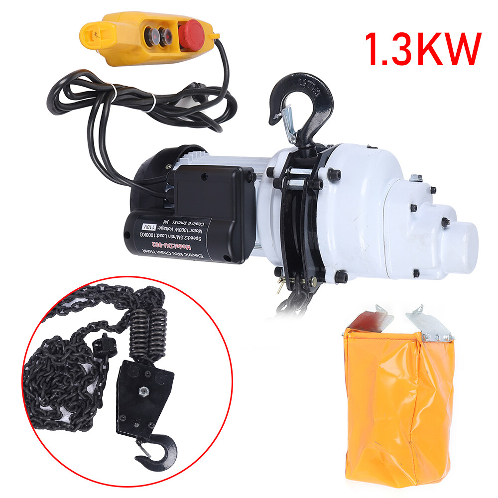 1000kg/2205lbs Electric Chain Hoist Single Phase Hoist Crane 10 FT Chain 1.3KW