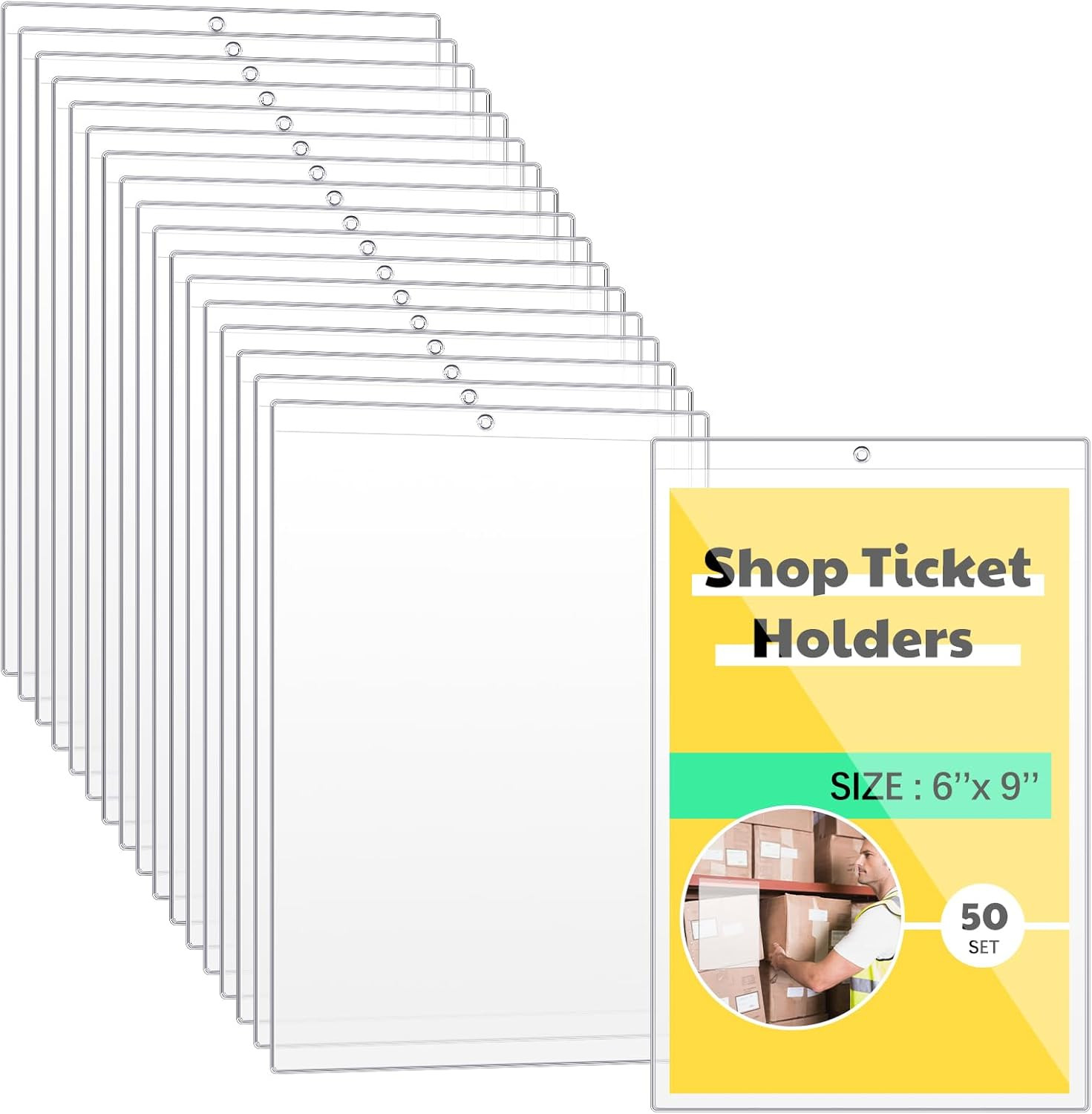 Job Ticket Holders 6 x 9 Inches Shop Ticket Holders Dry Erase Pocket Sleeves Wor