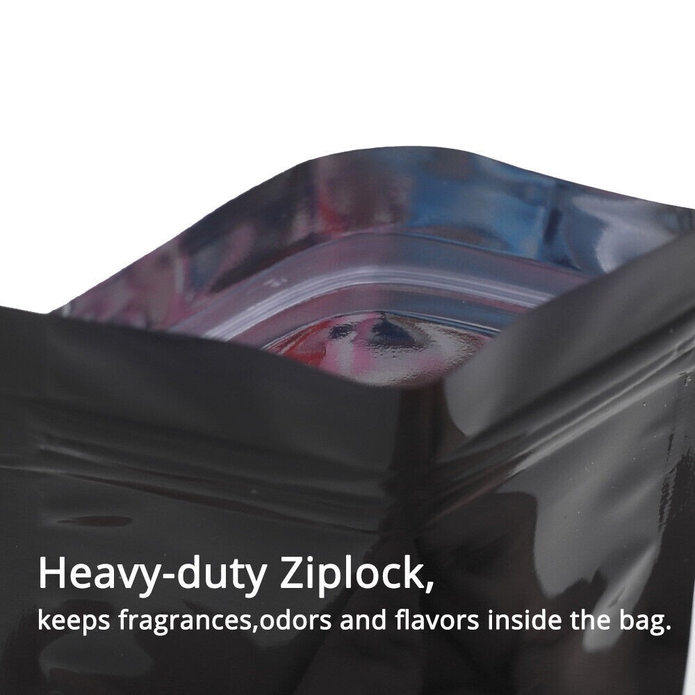 50PCS Premium 4×6″ Matte Black Small Double-Sided Mylar Foil Zip Storage Bags