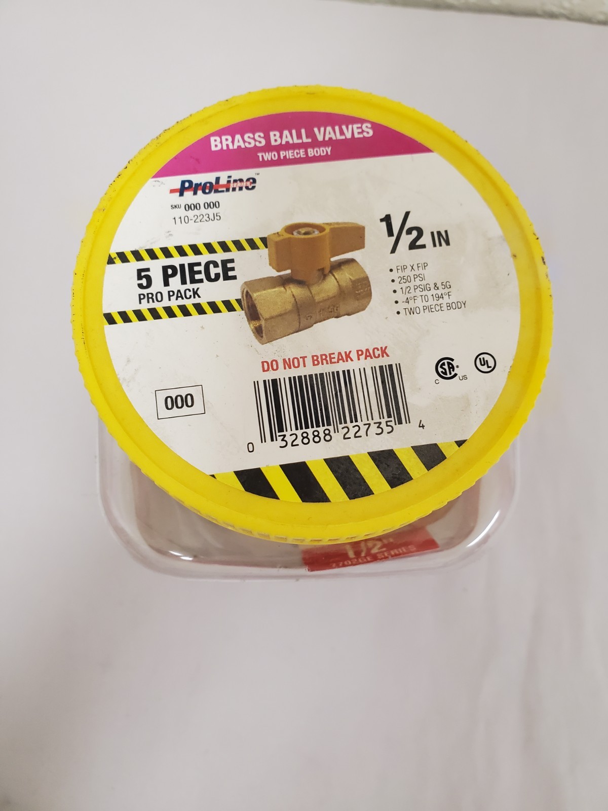 ProLine 1/2 in. Brass FPT 2-Piece Gas Valve (5-Pack) (110-223J5) *FREE SHIPPING*