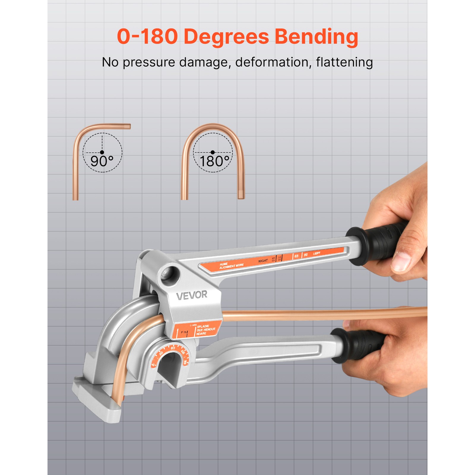 VEVOR 3 in 1 Pipe Tube Bender for 1/4″, 3/8″, 1/2″ (12.7mm) O.D. 0-180° Bending