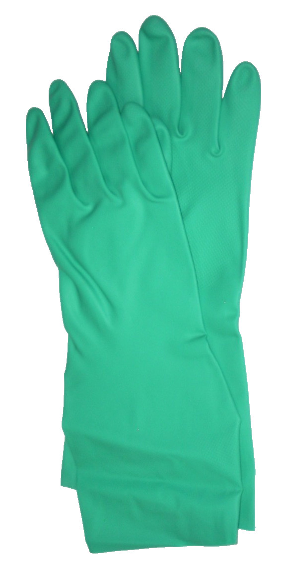 Condor Green Flock Lined Nitrle Gloves 13″ L Textured Palm Medium Dozen 6JF97
