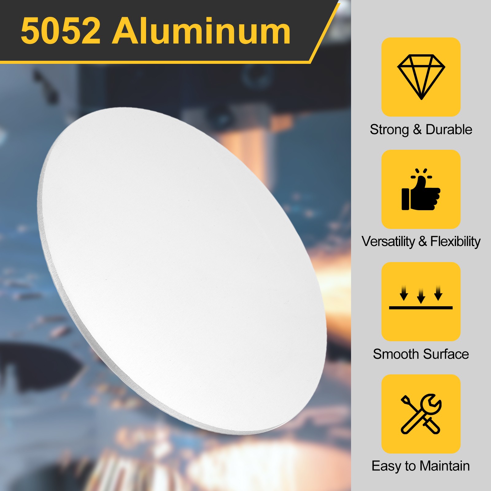 6Pcs Aluminum Disc 4″(100mm) Dia 0.04″(1mm) Thick Round 5052 Aluminum Sheets