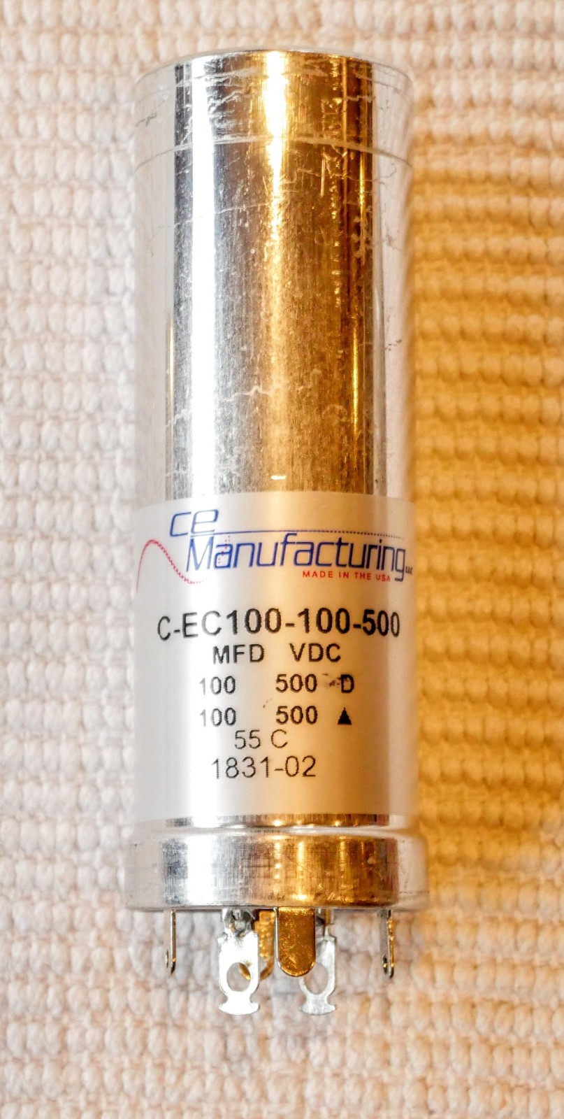 Capacitor CE MFG CAN ELECTROLYTIC MALLORY 500V 100-100 MFD USA