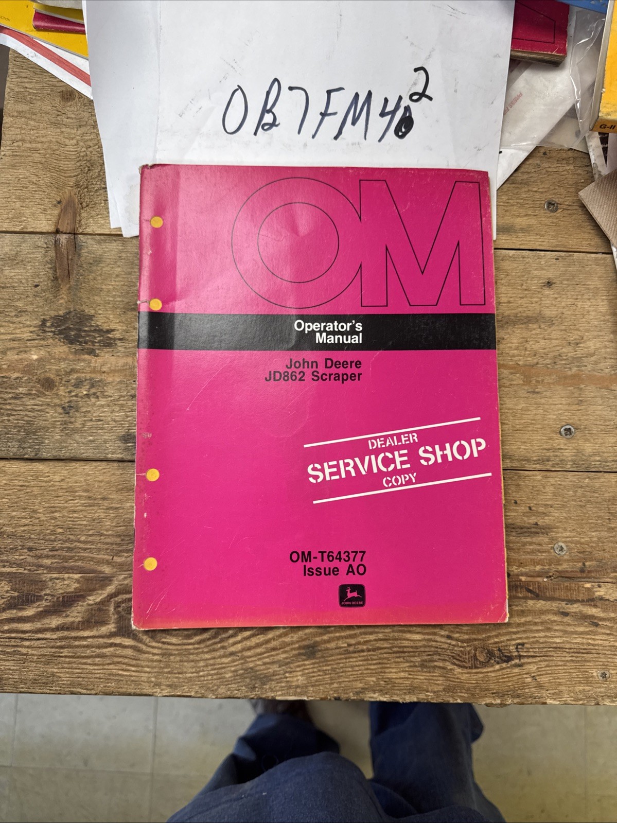 *John Deere JD 862 Scraper Operators Maintenance Manual OM-T64377 A0 ORIGINAL!