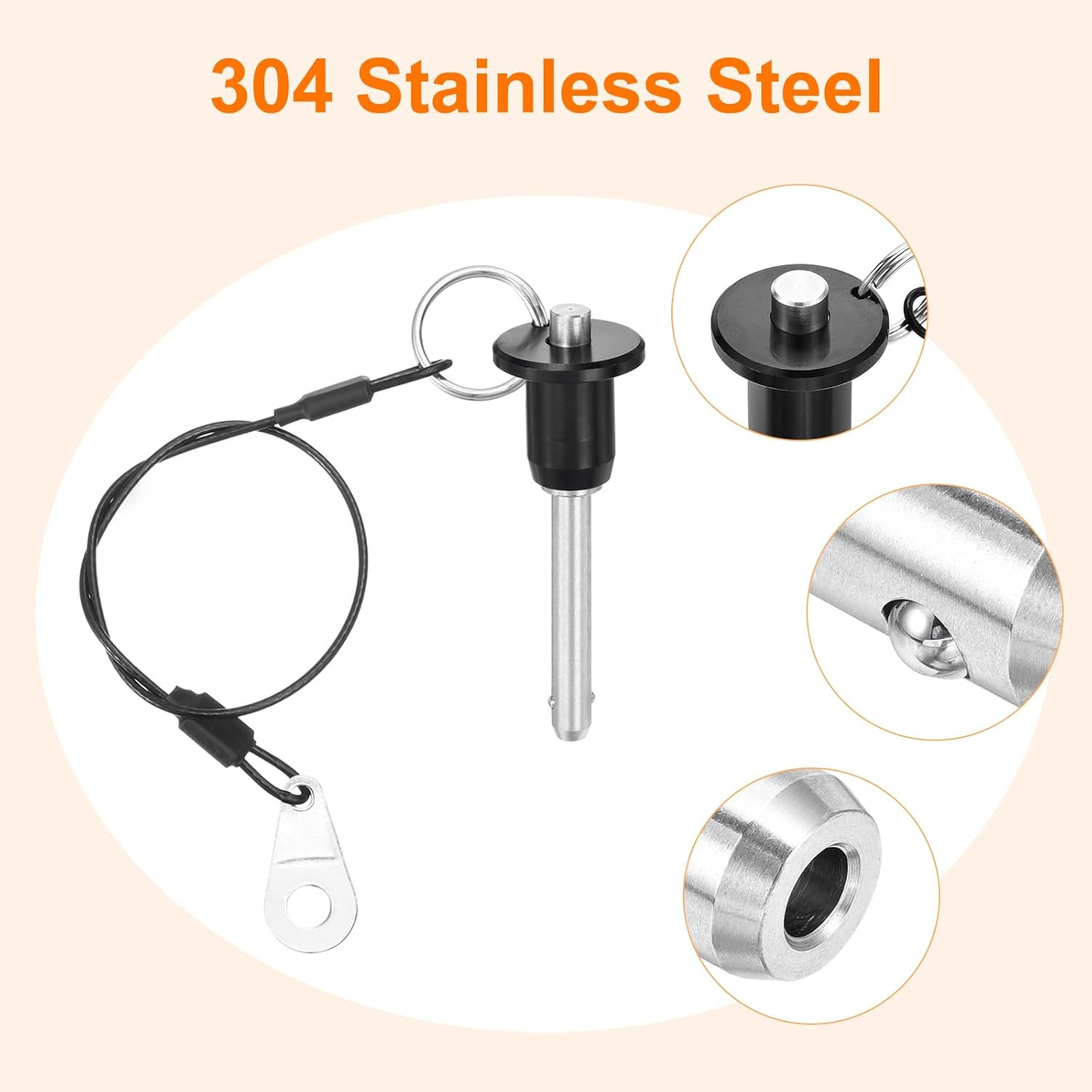 Uxcell 2 Pcs Quick Release Pin, 1/4″ X 1.42″(Dia. X L) Ball Locking Pin with Pus