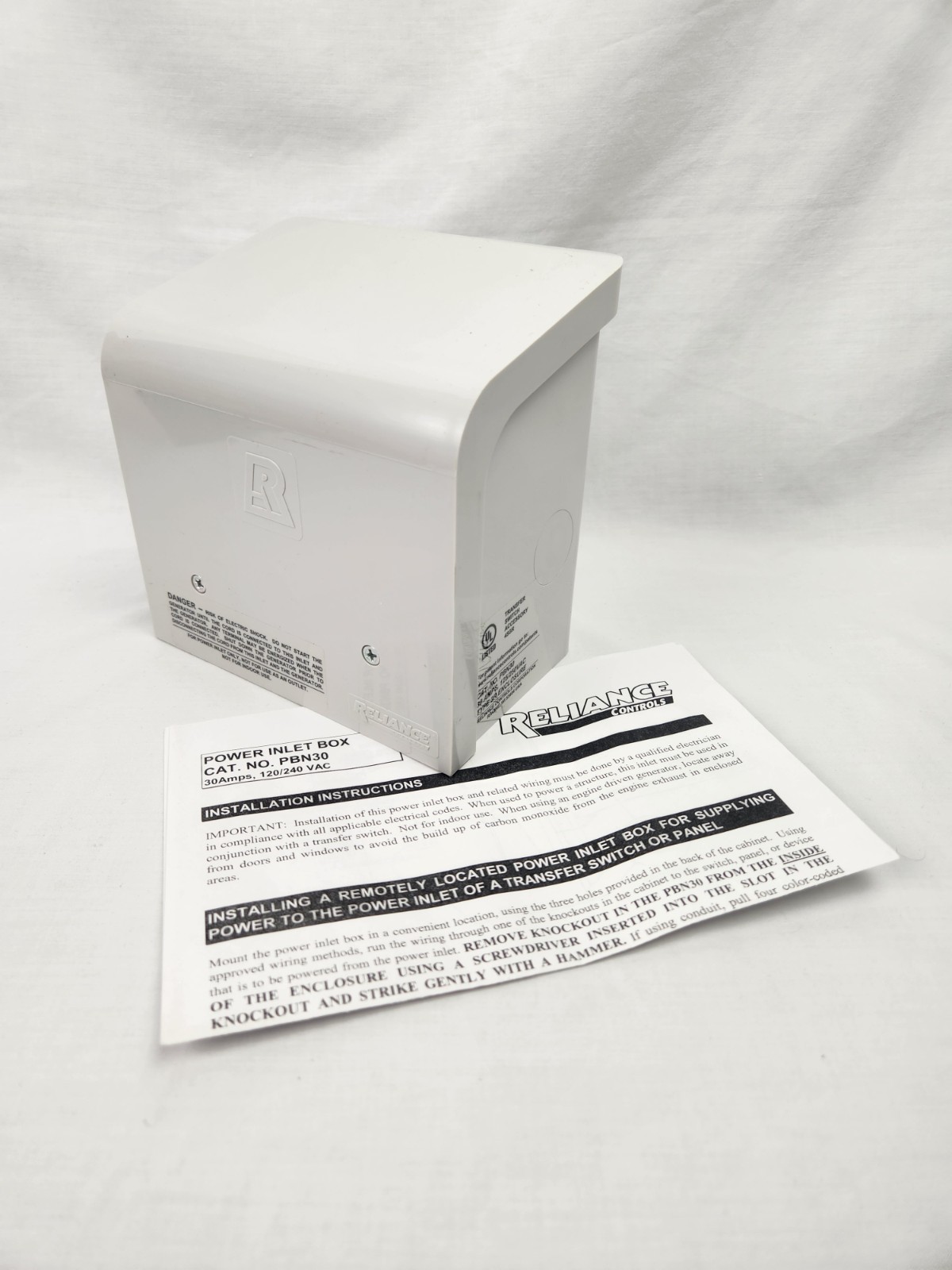Reliance PBN30 30 Amp Outdoor Power Inlet Box Plastic L14-30P 125/250 Plug 3R
