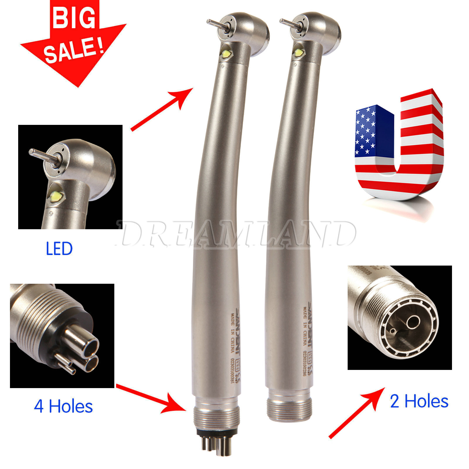 sandent Dental Fiber Optic LED E-generator high speed handpiece 4HOLE/2HOLE
