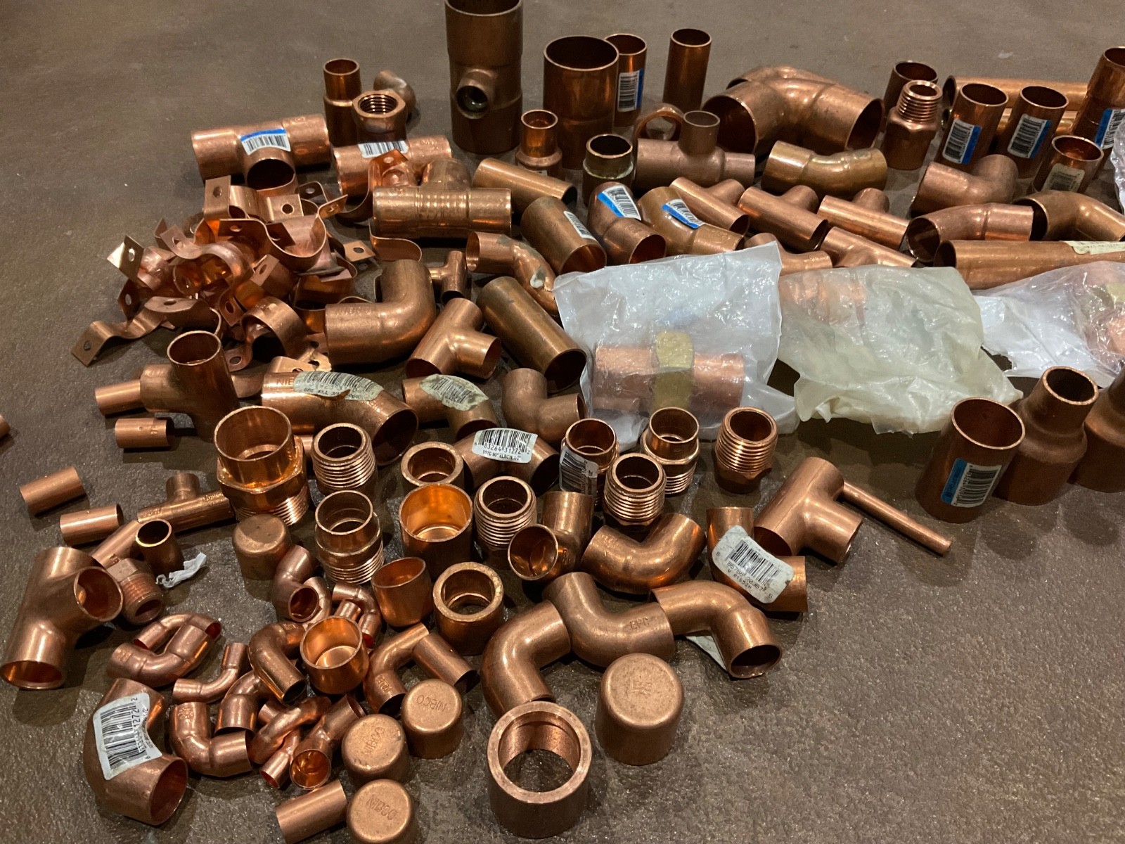 Mixed Plumbing Lot of Nibco Copper Sweat Fittings [Elbows Tees Caps] & Other