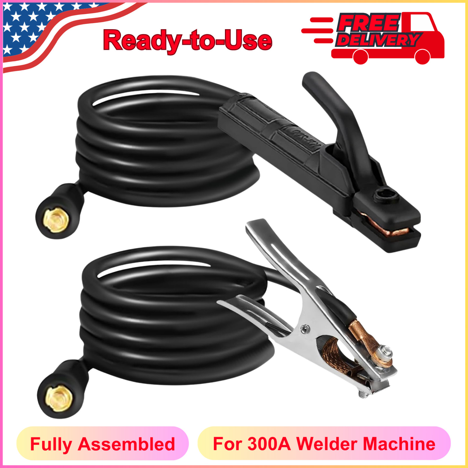 Welding Electrode Holder Lead MMA ARC Stick Welding Ground Clamp for 300A Machin