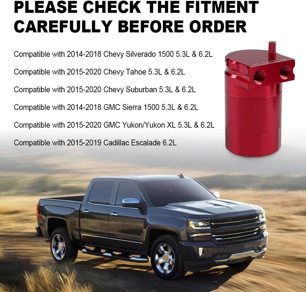 Oil Catch Can, Aluminum Oil Separator Tank Compatible with 2014-2018 Silverado