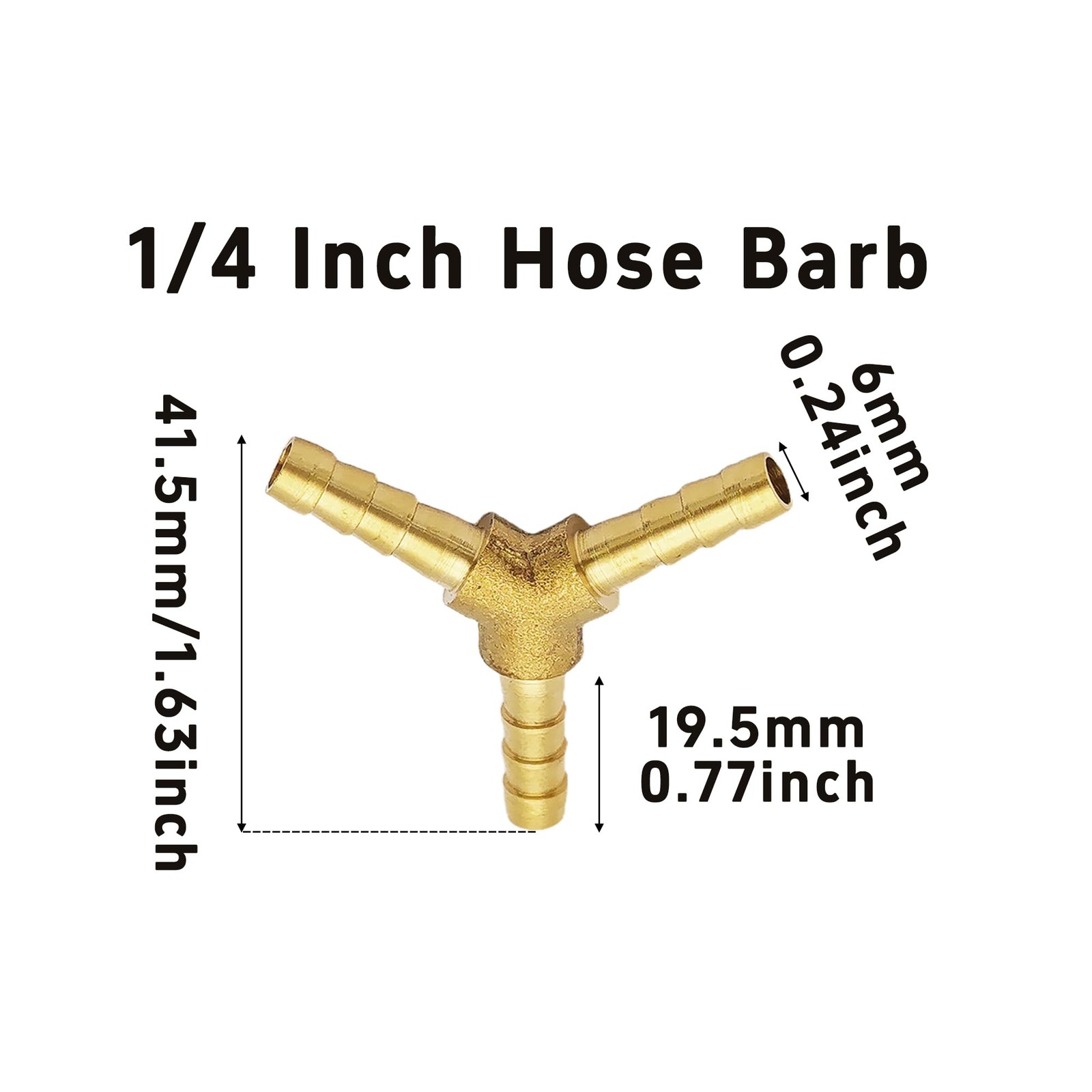 AUXBC 2Pcs 1/4Inch 3 Way Brass Hose Barb, Y Shape Brass Barb Connector Fittin…