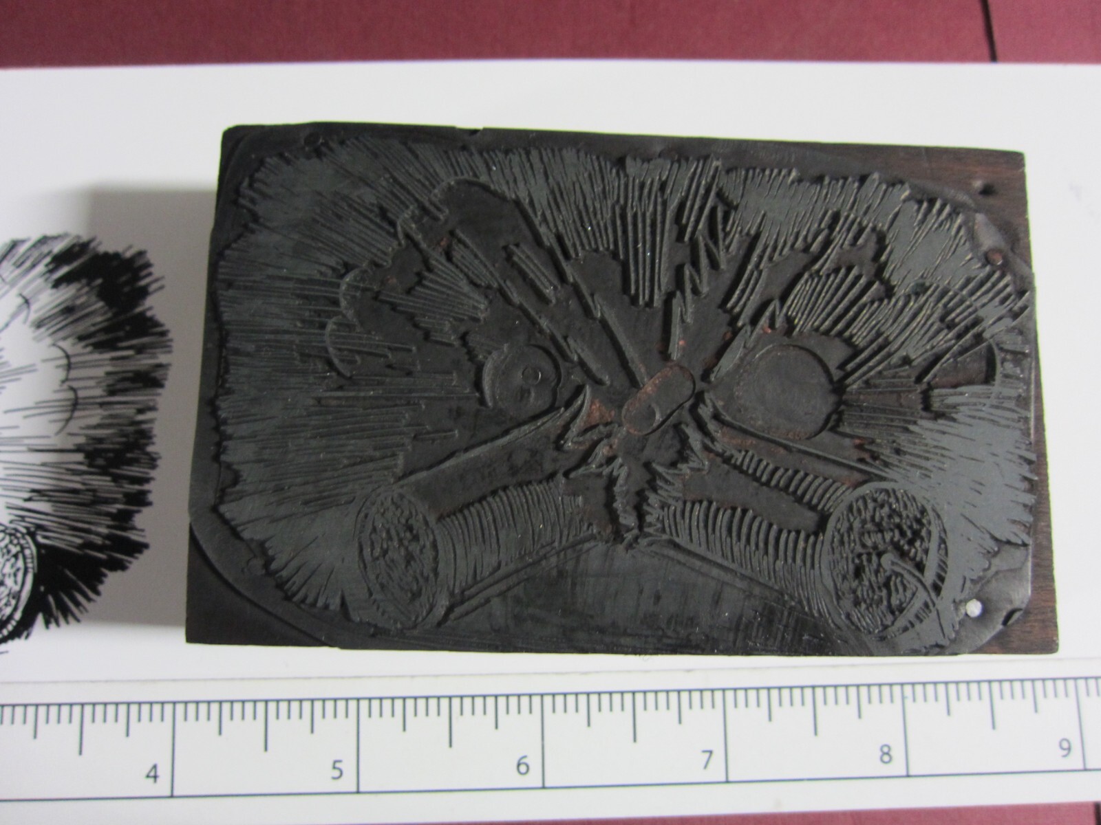 Printing Letterpress Printers Cut Block, Printers Cut «Fire Cracker» Zinc