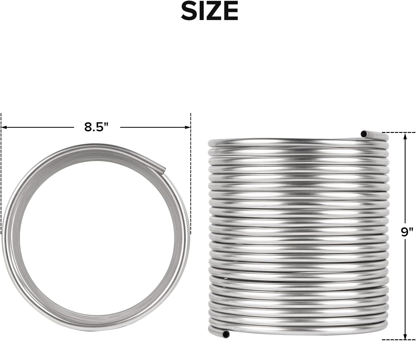 3/8″ X 50Ft 304 Stainless Steel Tubing Coil, Immerson Tubing Coil for Ice Bath W