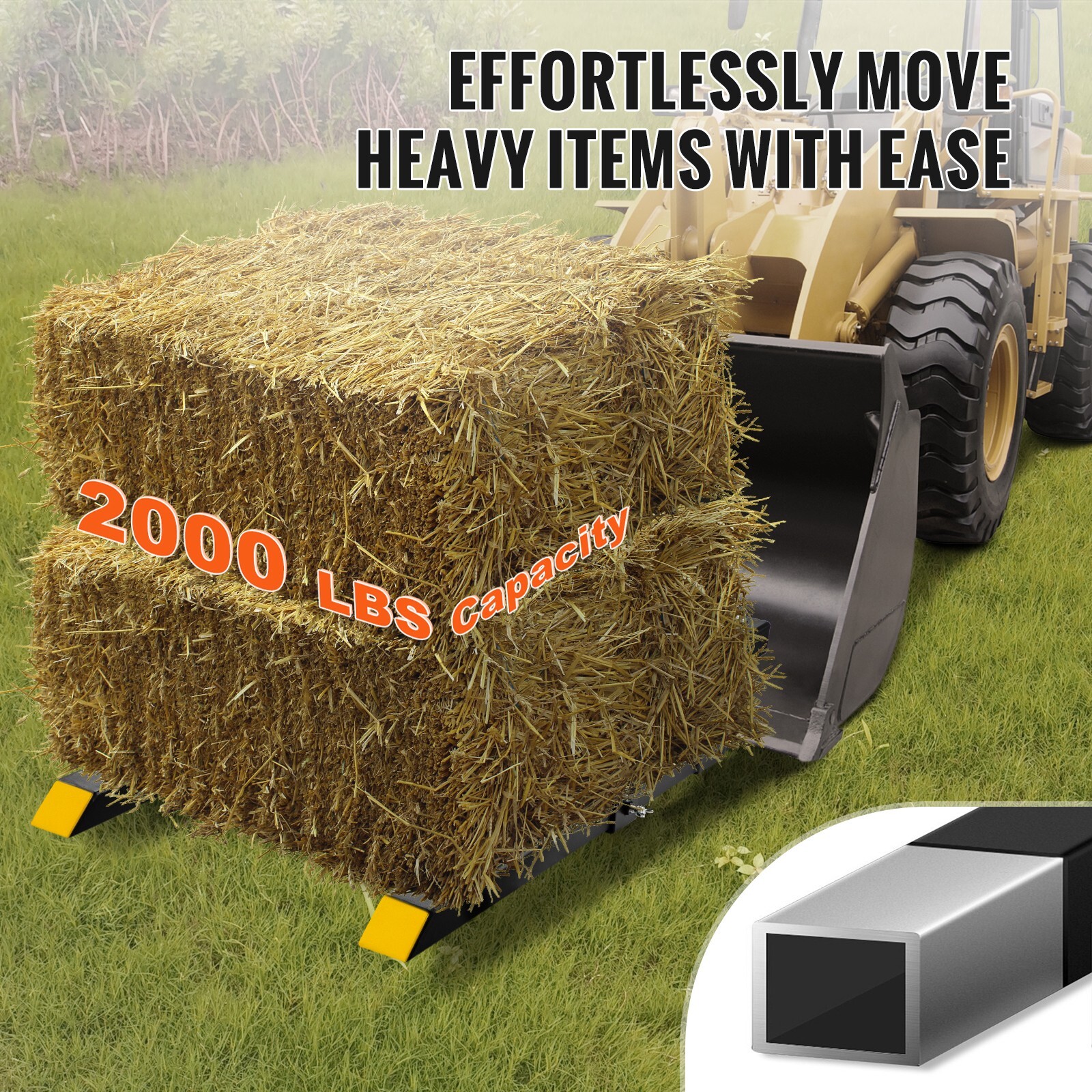 Clamp on Pallet Forks 2000 lbs 43″ Tractor Forks Heavy Duty Bucket Forks