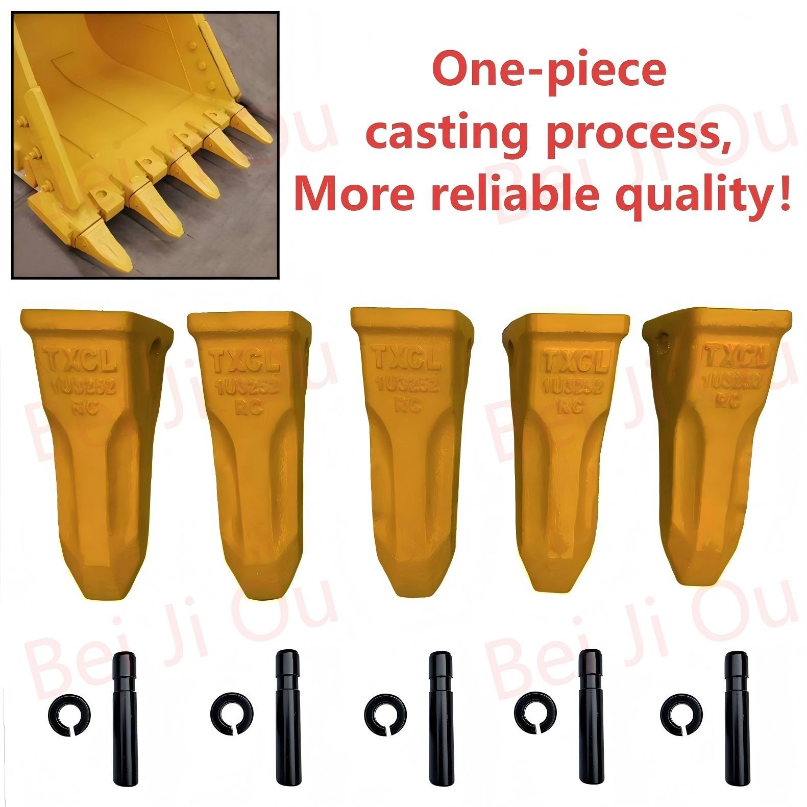 5Packs 1U3302 1U-3302 Bucket Teeth, 9J2308 Pins, 8E6259 Retainer For J300 Tooth