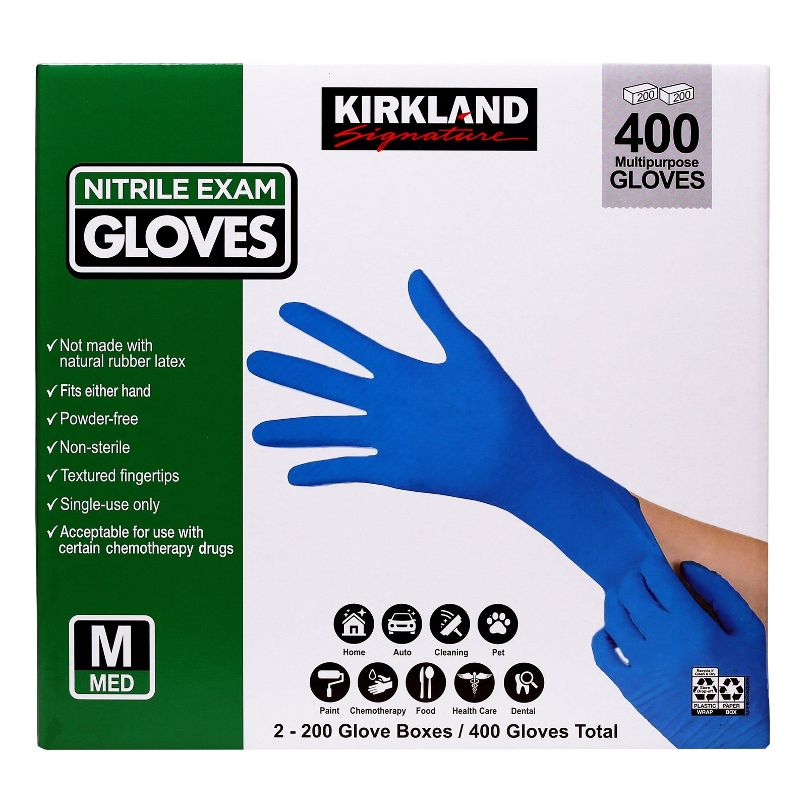 KIRKLAND SIGNATURE NITRILE GLOVE MEDIUM 2/200 CT