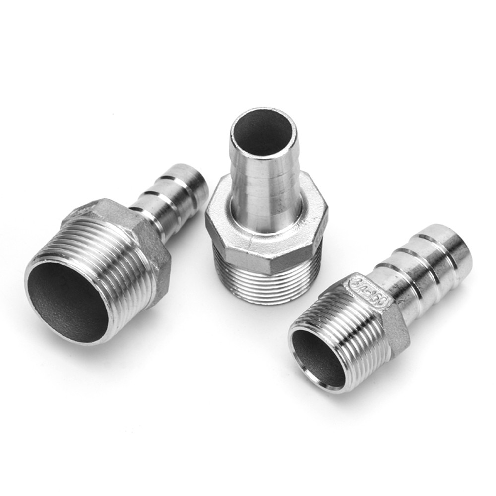 6-50mm Hose Barb Adapter x 1/8″-2″ Male Threads Stainless Steel Hose Nipple