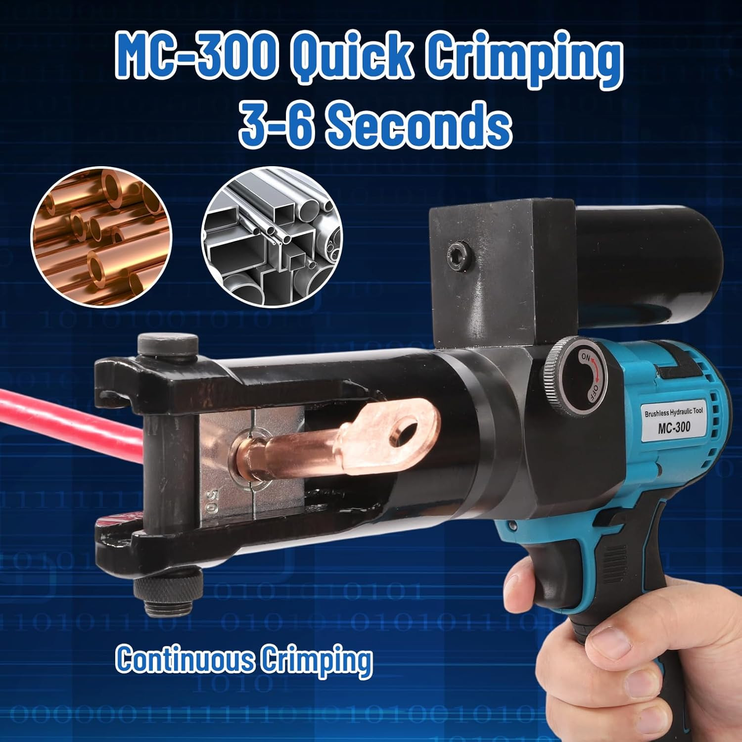 Hydraulic Crimping Tool 80KN Battery Powered 21V 5Ah Lithium-Ion 360° Rotating H