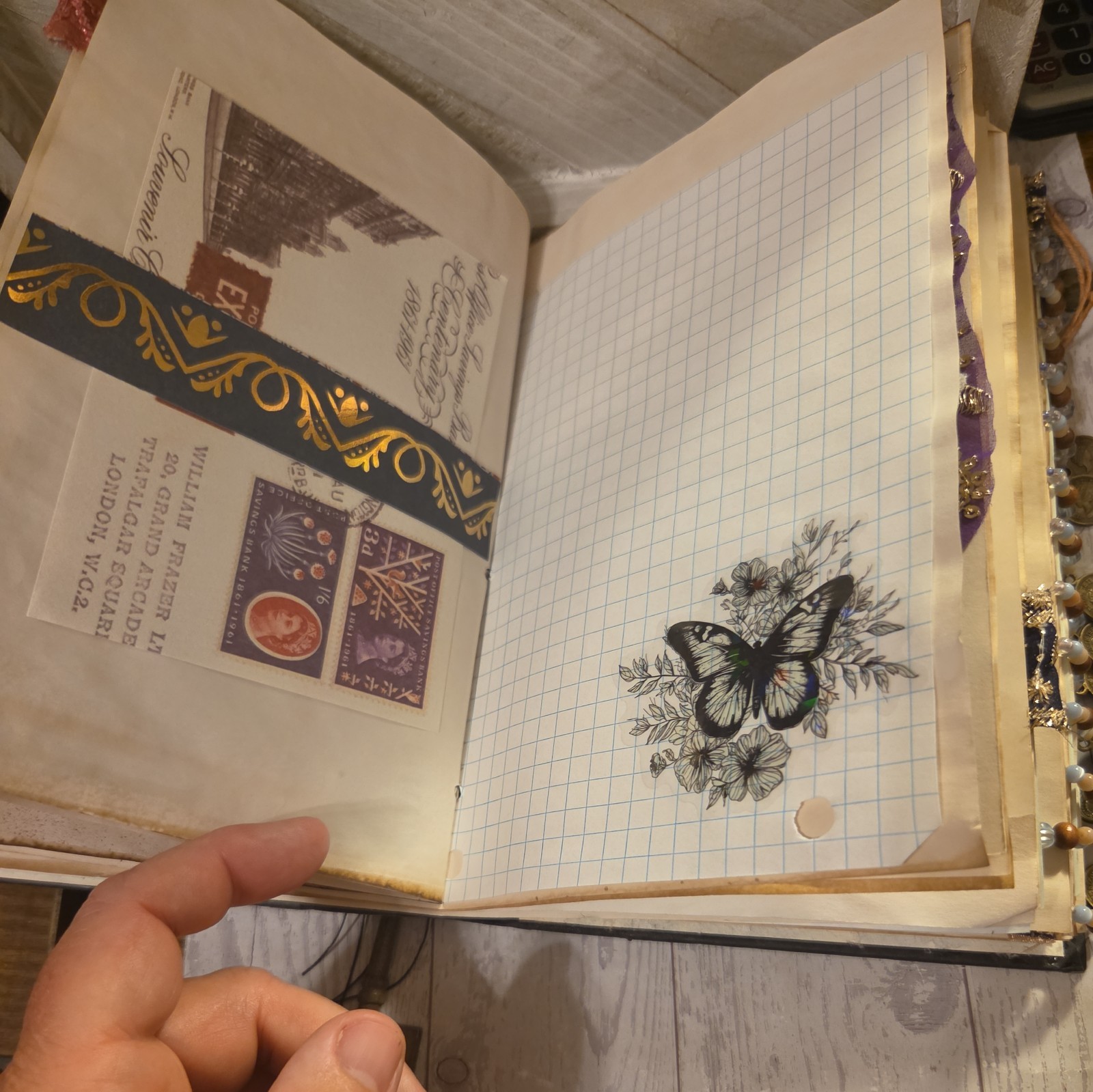 Fully Embellished Handmade World Traveler Themed Junk Journal 88 pages