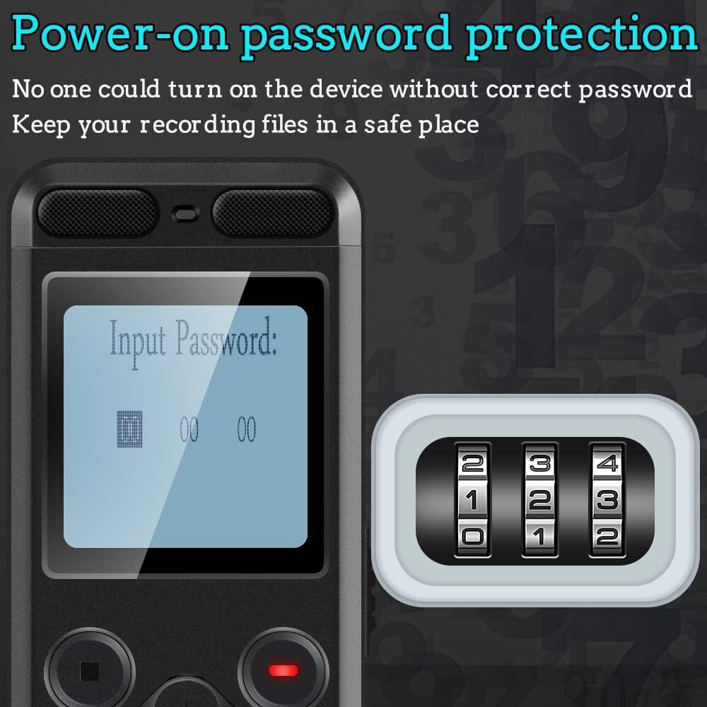 High-Quality Voice Activated Recorder – 1536Kbps Stereo with Password Protection