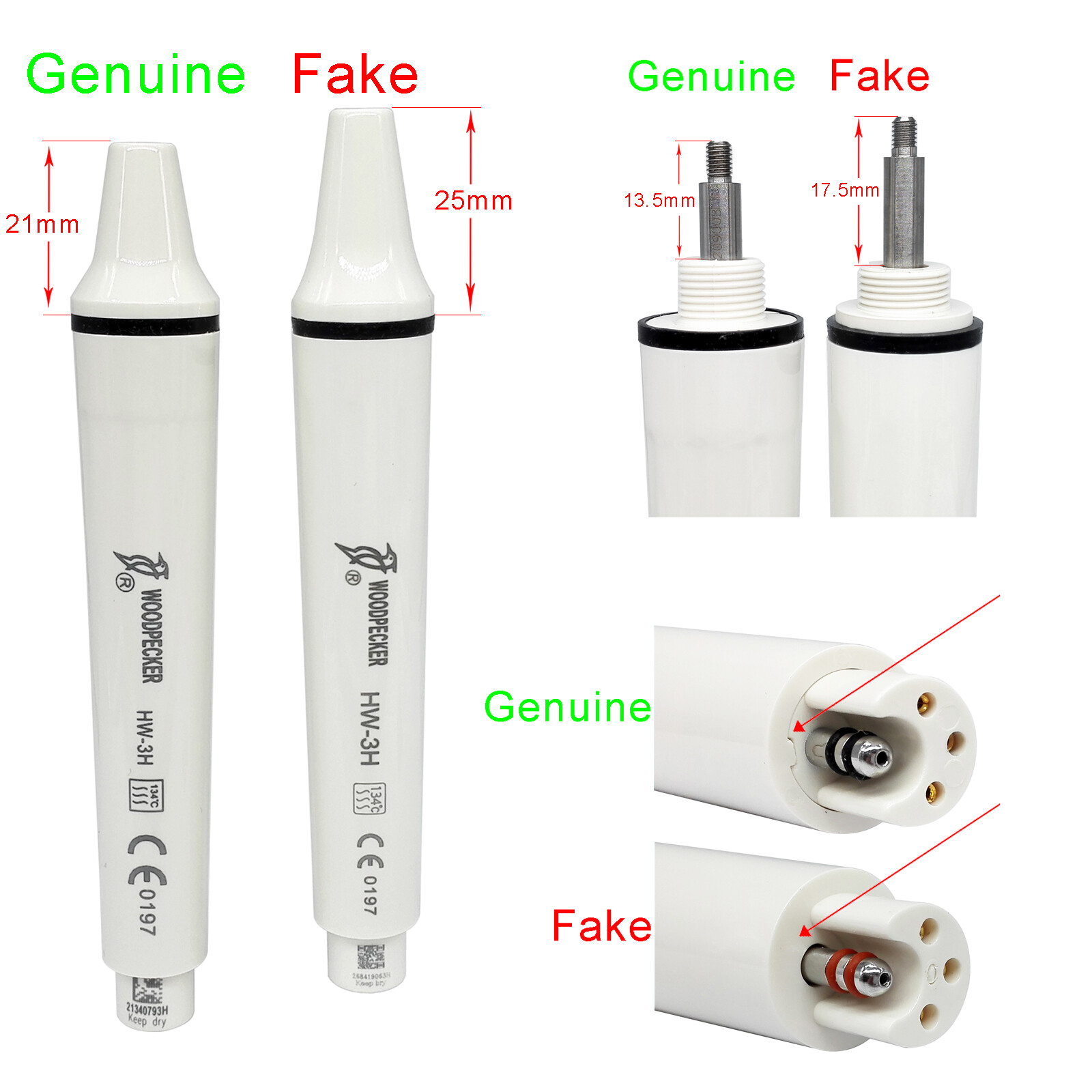 Woodpecker HW-3H Dental Ultrasonic Scaler Detachable Handpiece EMS Piezo CE FDA