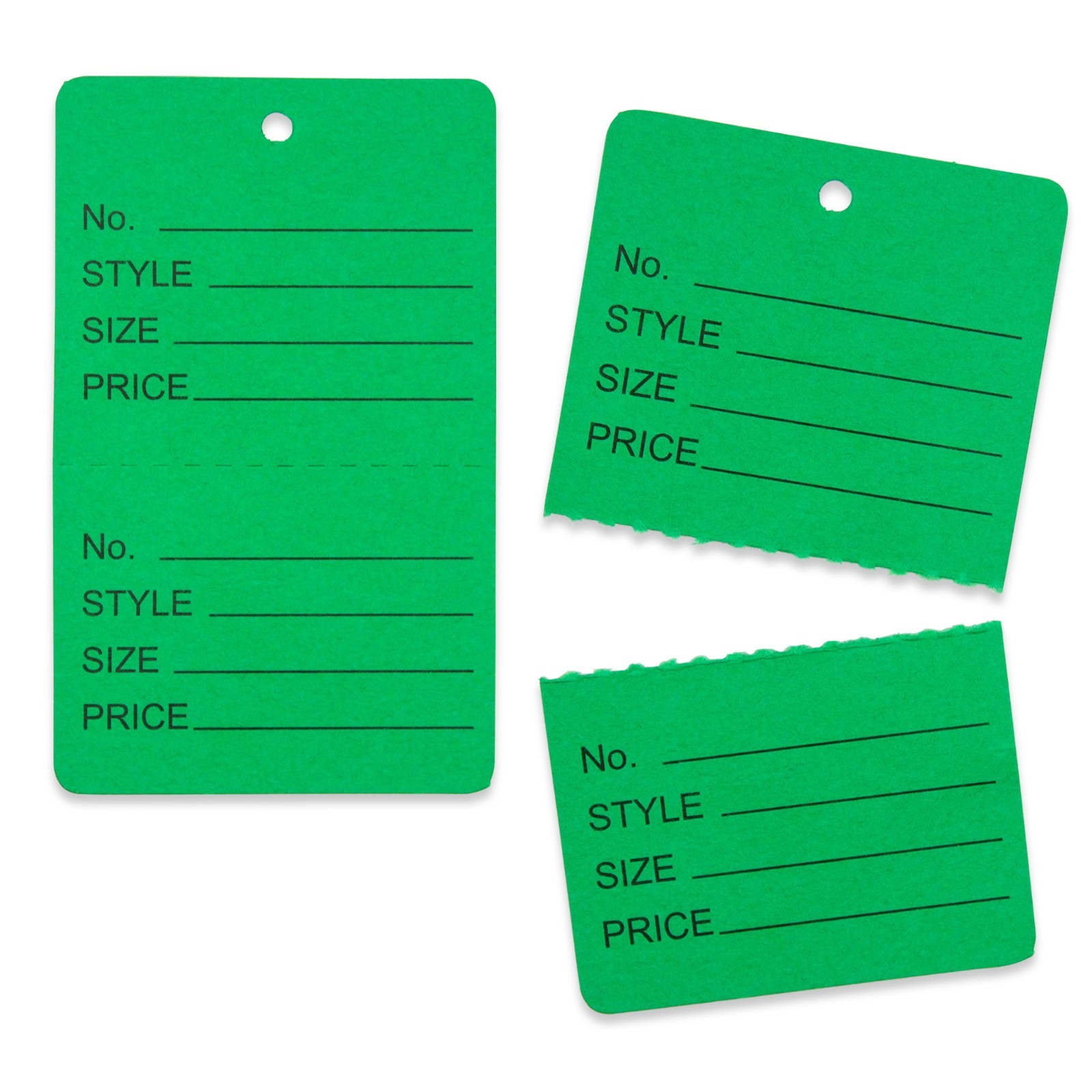 1000 Qty Unstrung Colored Large Price Tags w/Perforated Stub
