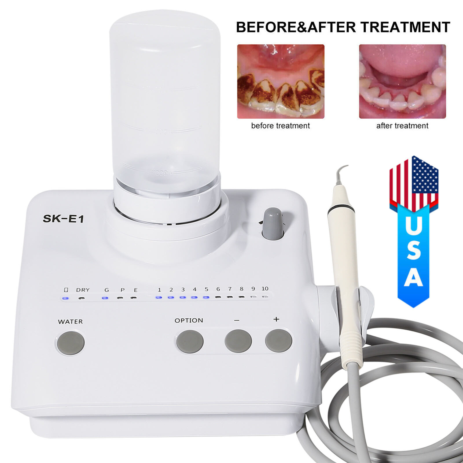 Portable Dental Ultrasonic Scaler W/ 2*Reservoir Handpiece For Cavitron EMS US