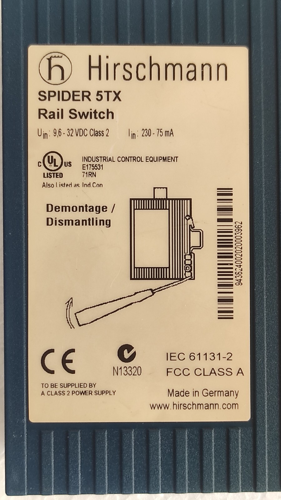 Hirschmann spider 5tx / SPIDER 5TX Ethernet Switch, 5 Port