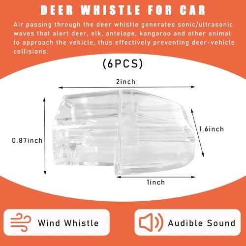 6 PCS White Car Whistles, Universal Animal Warning Devices to Avoid Collisions f