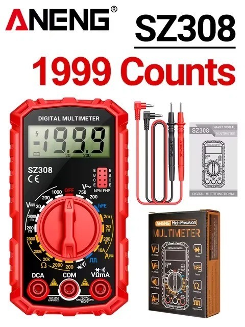 Digital Multimeter LCD Voltmeter Ammeter Ohmmeter Volt AC DC Tester Leads Meter