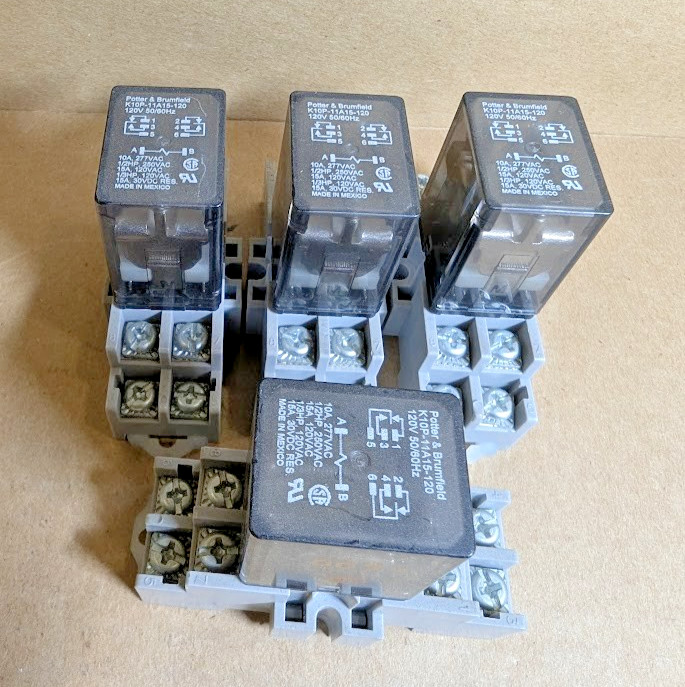 TE/ Potter & Brumfield K10P-11A15-120 Power Relay, 15A, DPDT + 27E695 Base (NNB)
