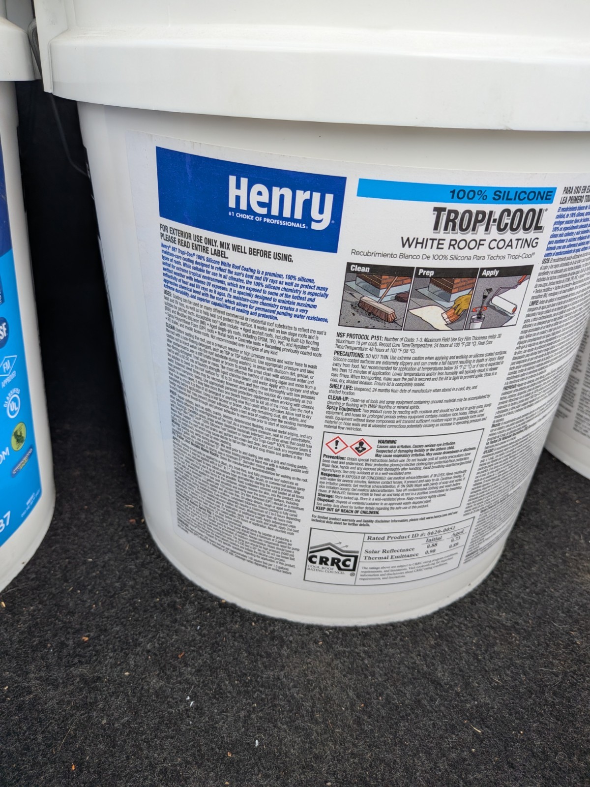 Henry Tropi-Cool 100% Silicone White Roof Coating 4.75 gal Pail, Unopened