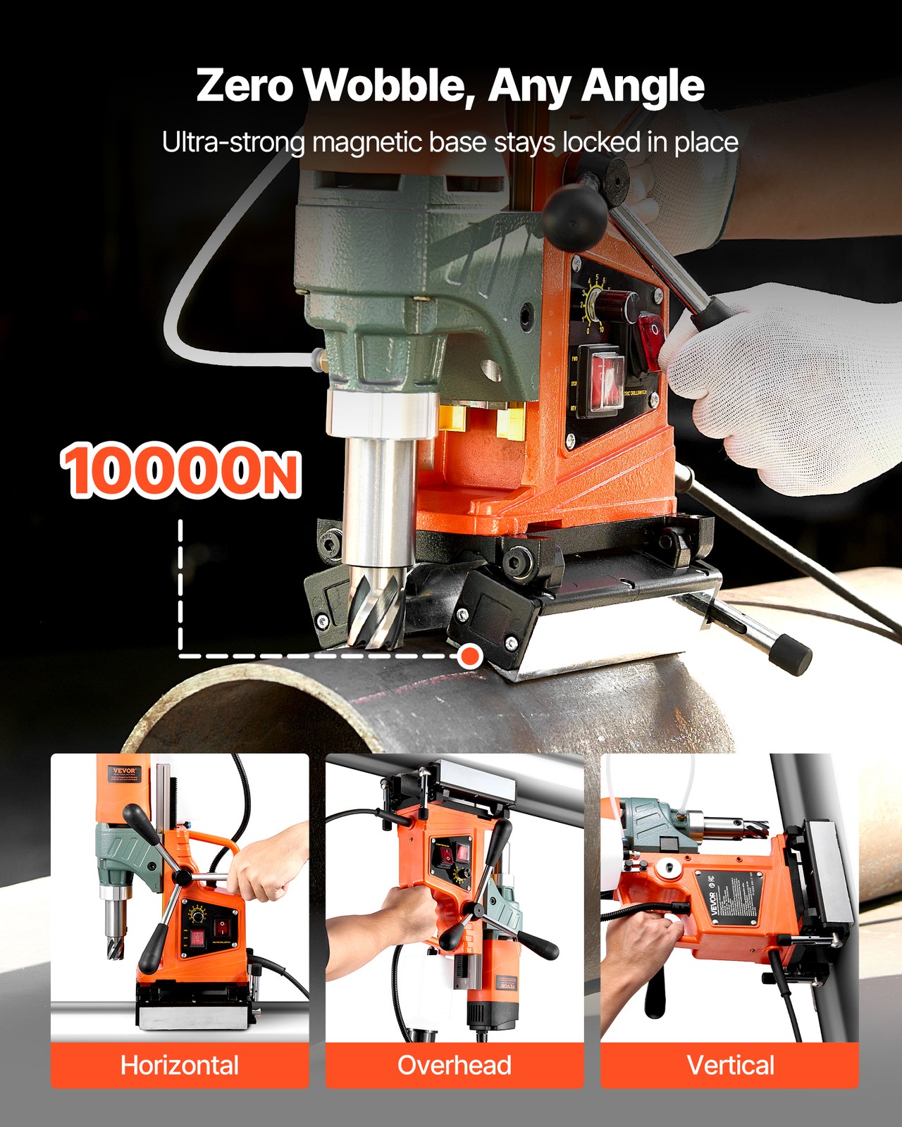 VEVOR Magnetic Drill Press Mag Drill Press 1400 W 0-750 RPM with 11 Core Bits