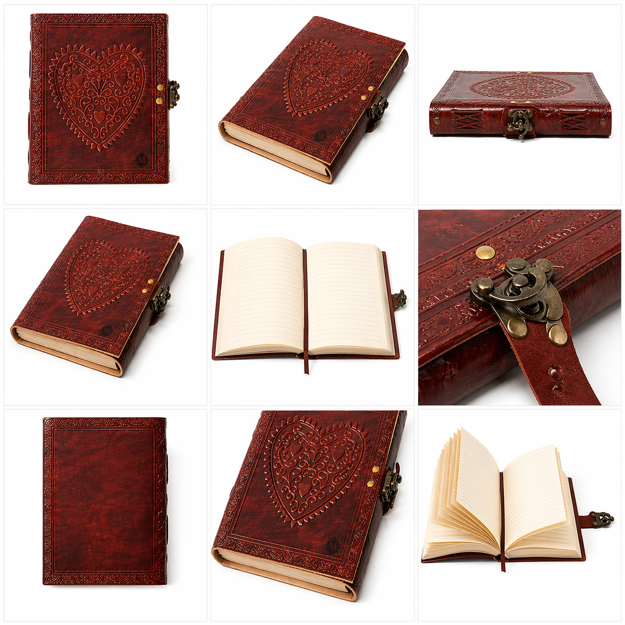 Leather Journal Notebook 8×6 Handmade Vintage Diary with Lock 200 Lined Page