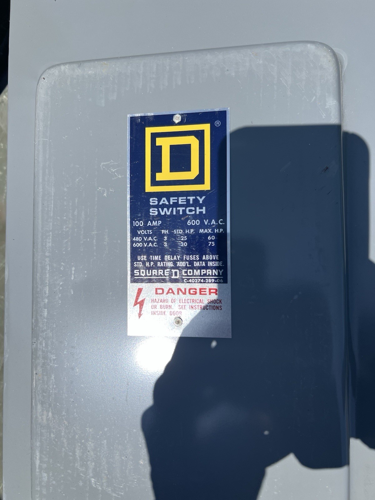 Square D Safety Switch 100A 600V AC Fusible Metal Gray, MPN H-363