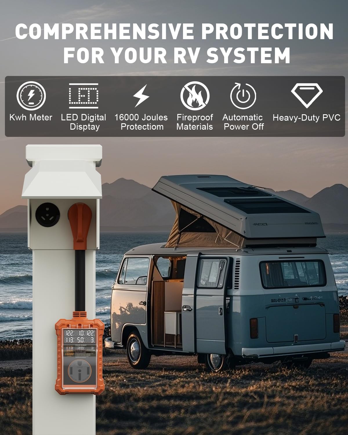 EPLCSE RV Surge Protector 50 Amp with Digital Display & Auto-Shutoff
