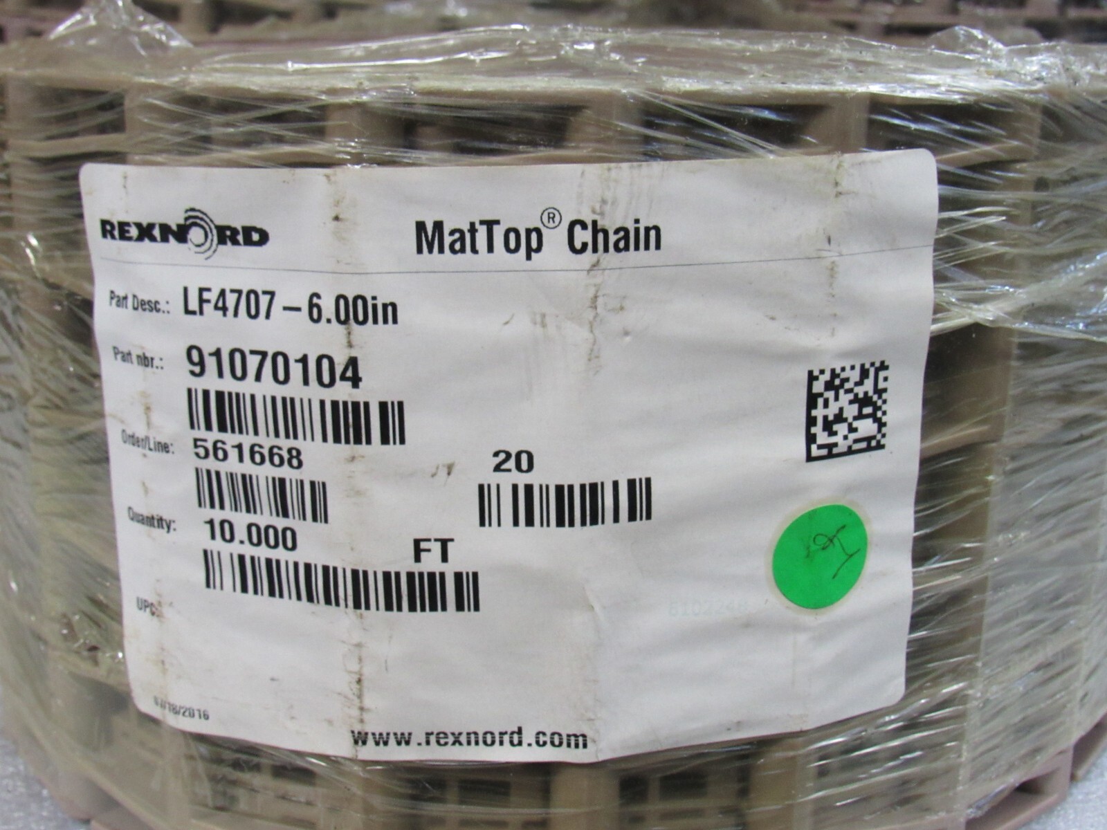 NEW REXNORD MAT TOP CHAIN LF4707-6.00IN 91070104 6″W 10FT