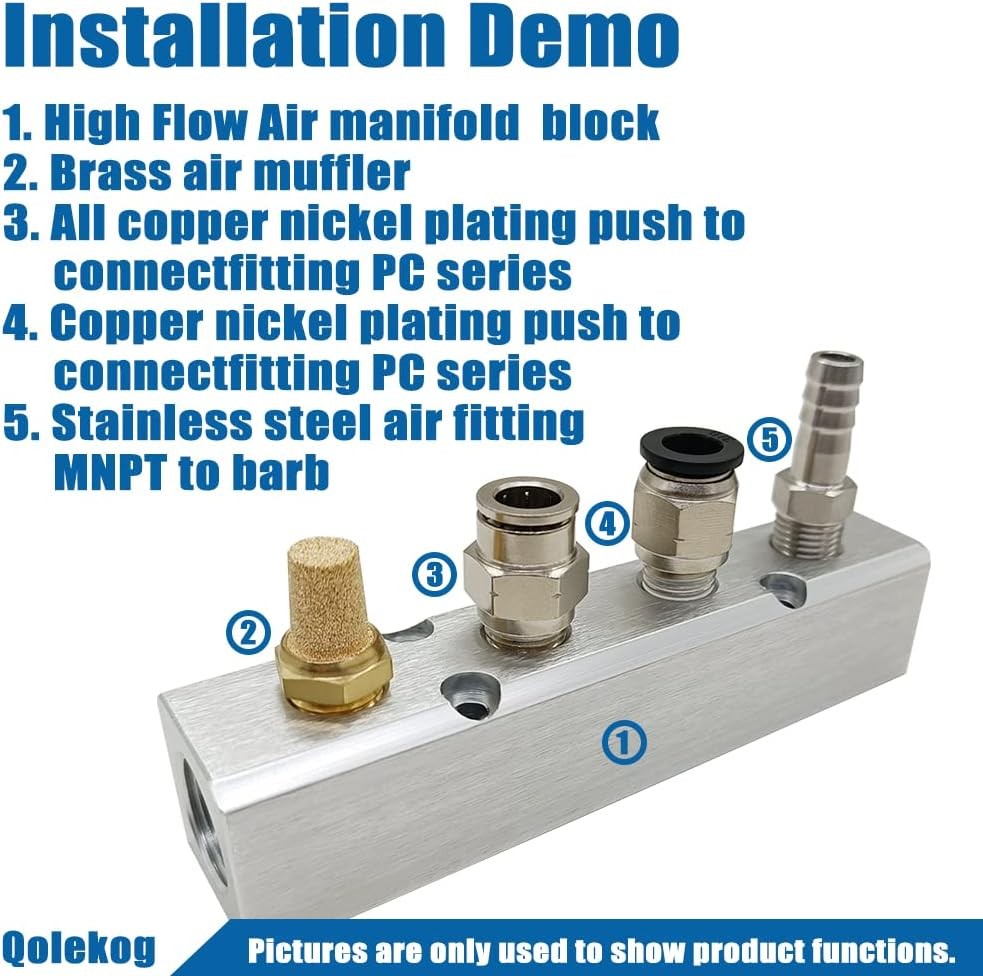 4 Way 6 Port Air Manifold 1/2″ NPT Supply Port 1/4″ NPT Outport With Mounting