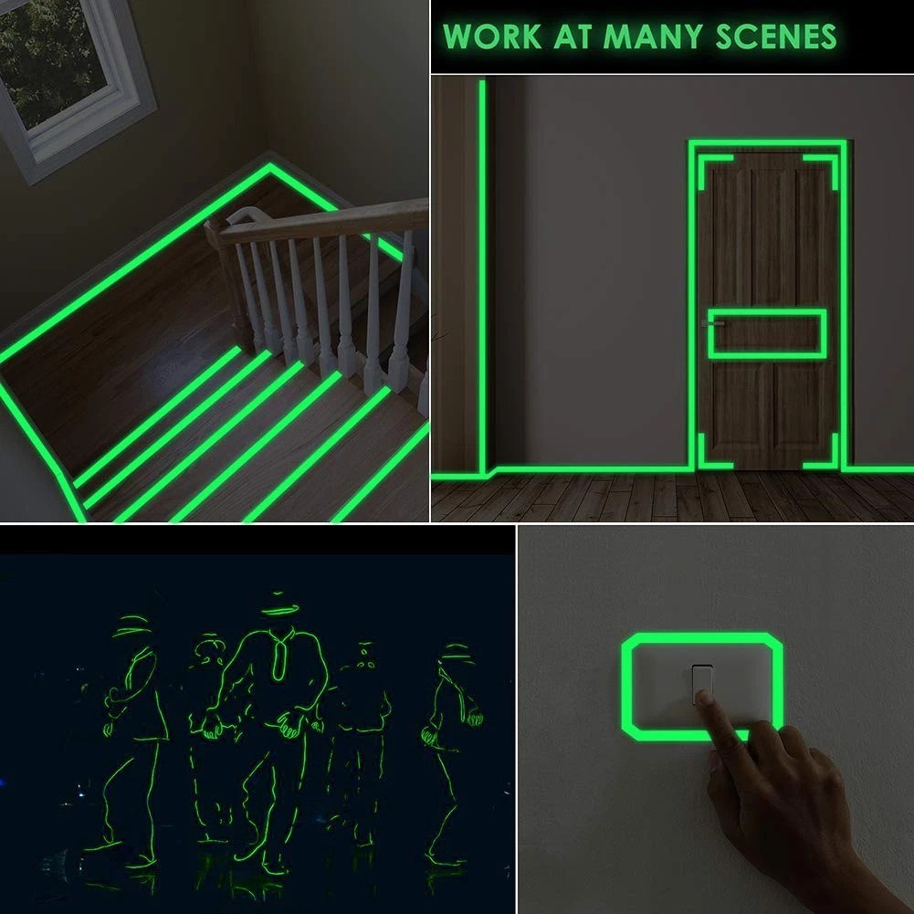 0.5 Inch X 16FT Glow in the Dark Tape Lasting Bright for Green Neon Tape, Waterp
