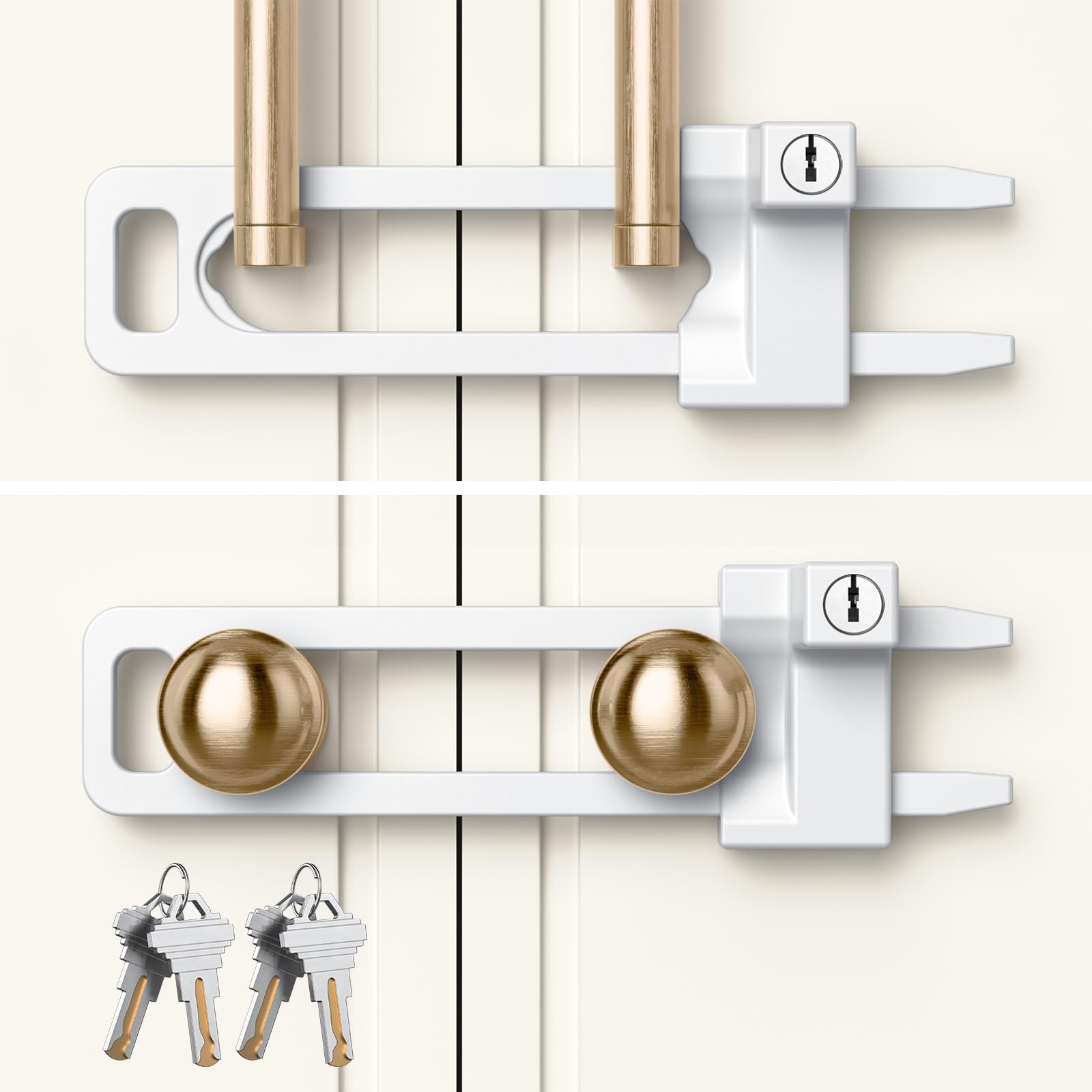 Keyed Cabinet Lock, 2 Locks 4 Keys, Key Alike, Childproof Drawer Latch