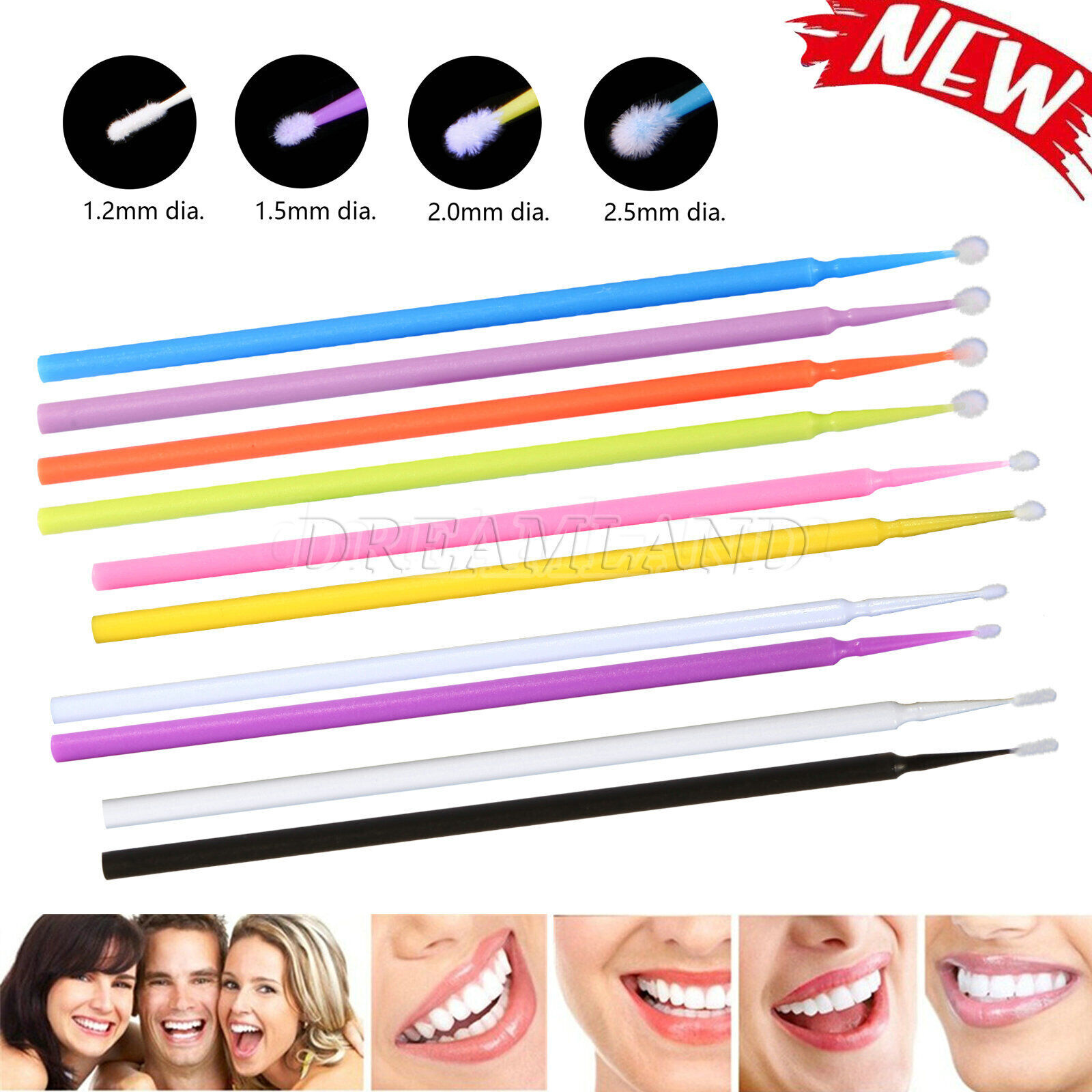 NEW Dental Microbrush Disposable Applicators Tips Micro Brush Cleaning 4Sizes