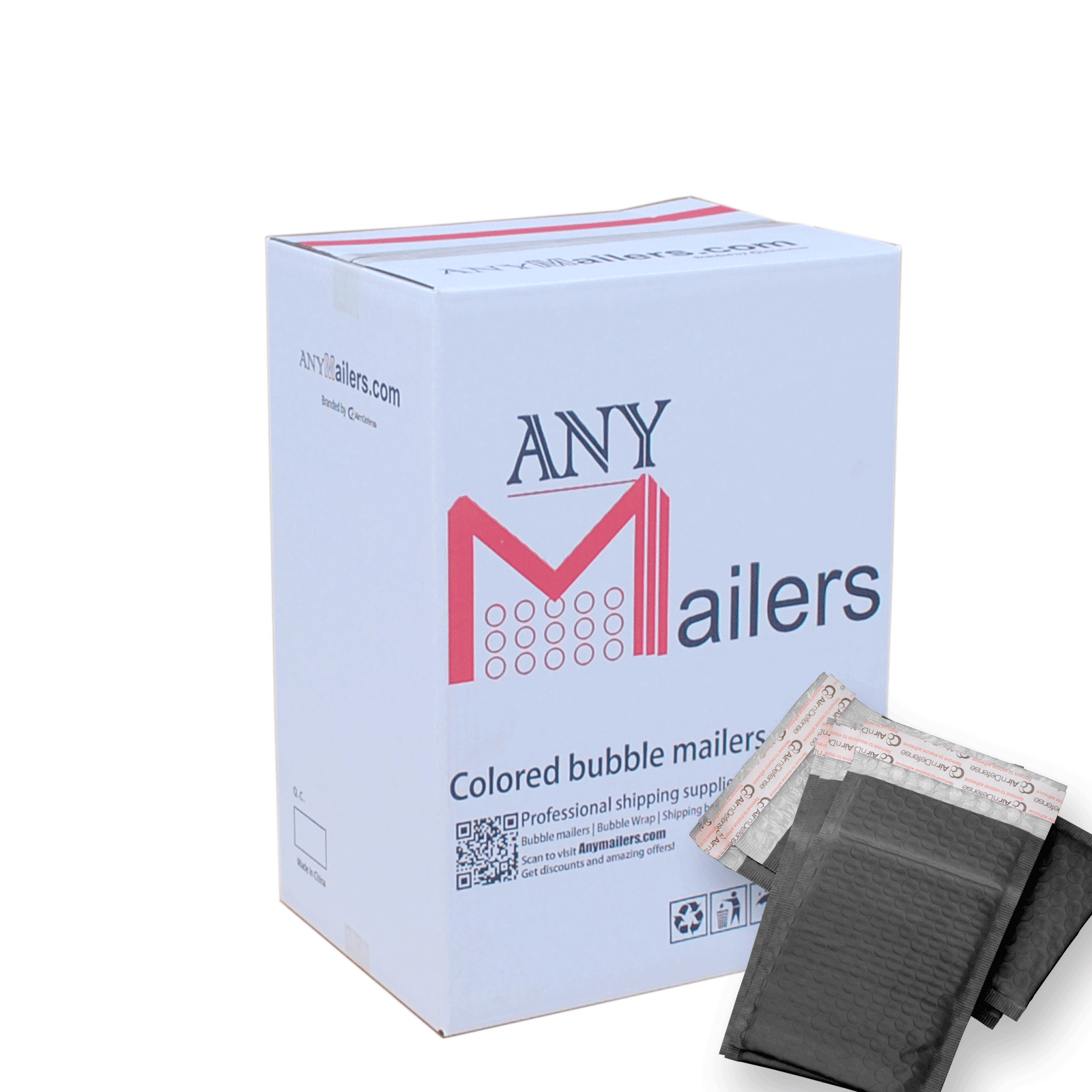 AirnDefense 100 #5 10.5X16″ Black Poly Bubble Mailers Shipping Padded Envelope
