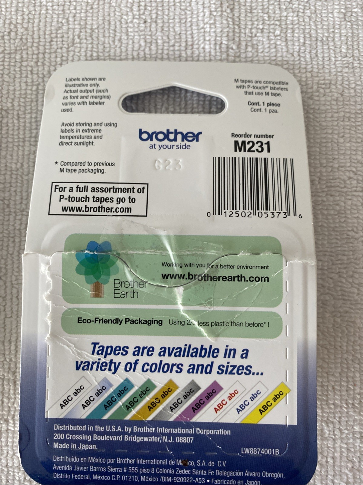 2Brother P-Touch M-Tape M-231 1/2″ BLACK on WHITE .47 In × 26.2 Ft (12 mm × 8 m)
