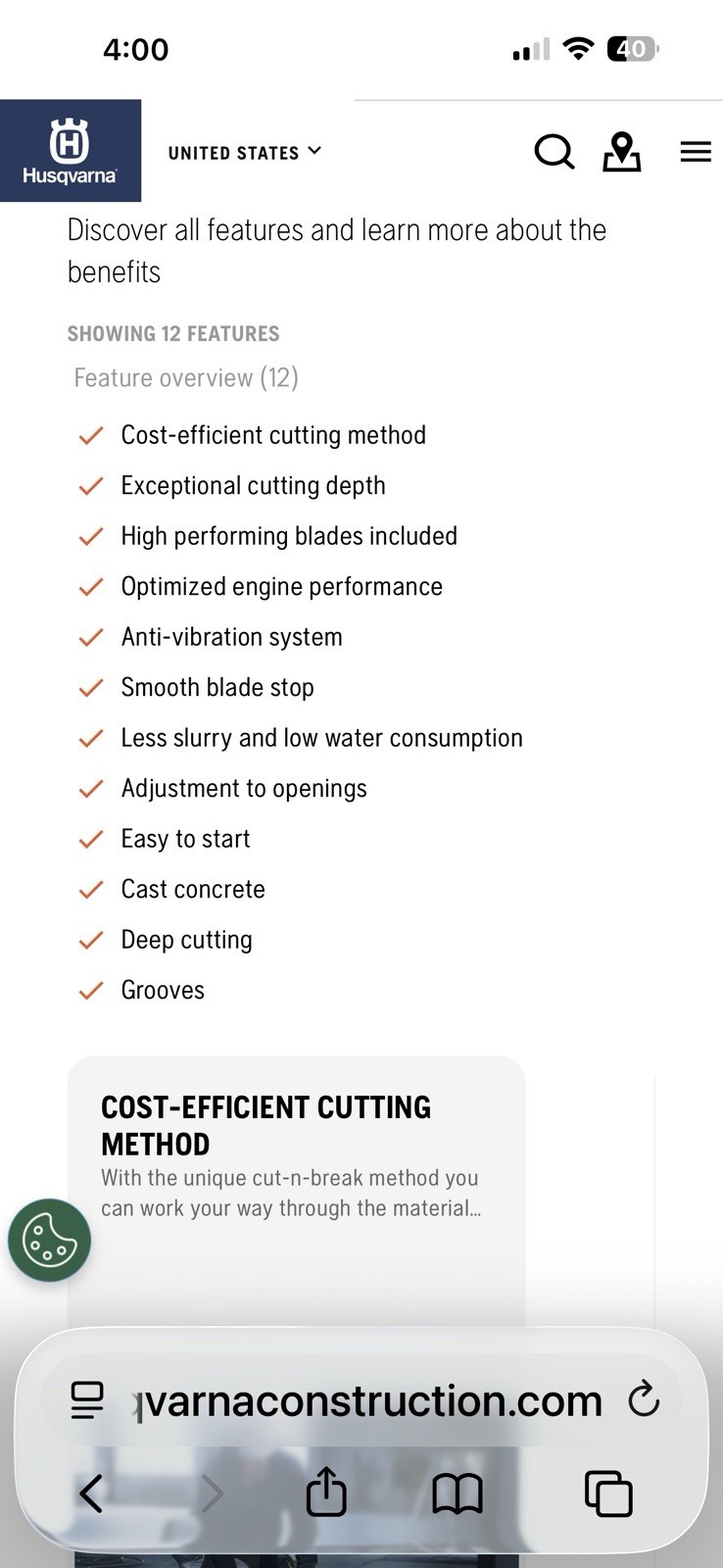 Husqvarna K760 Cut-n-Break Gasoline Handheld Cut-Off Saw 9 in Max Blade