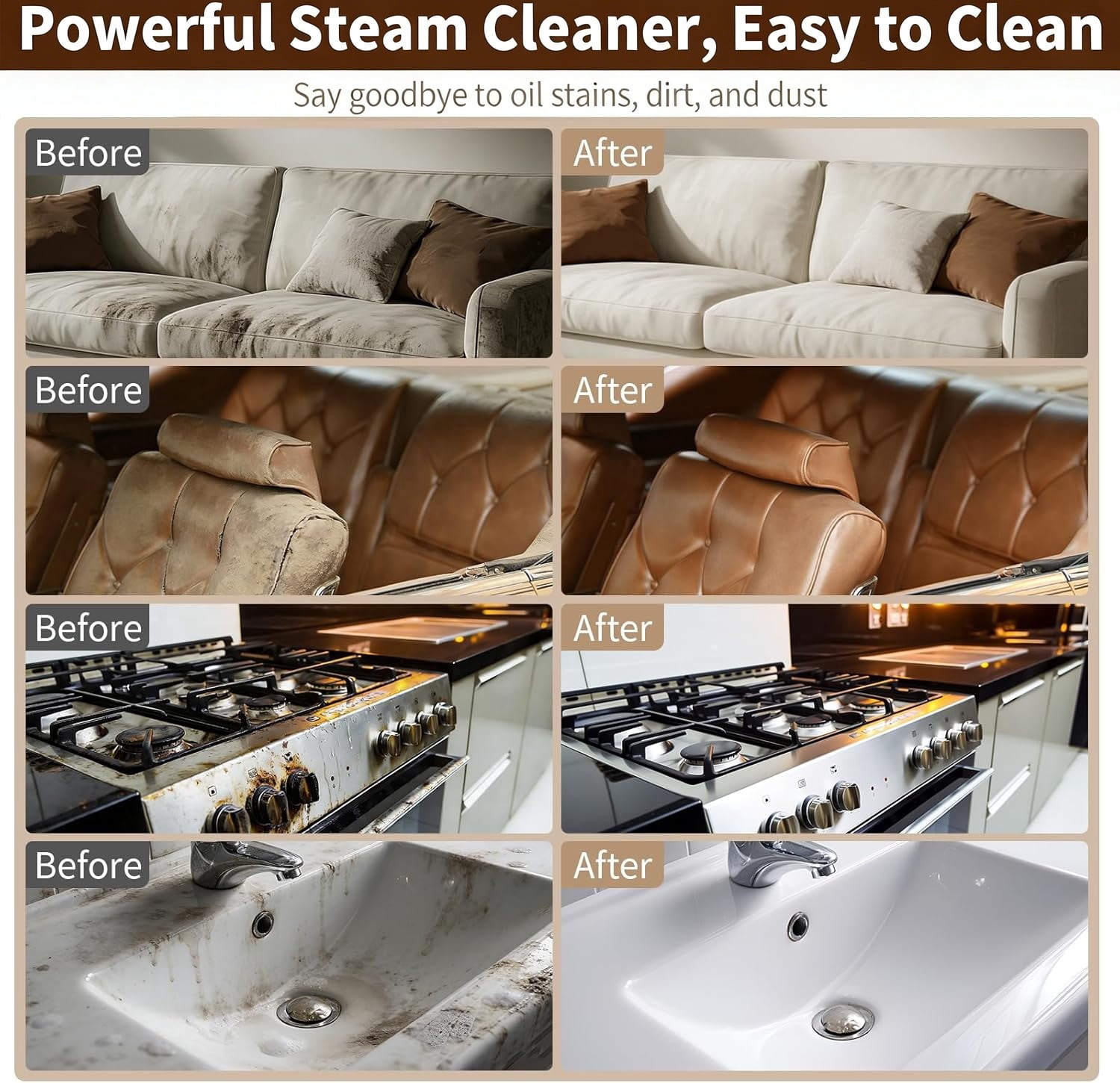 Yuyongr Handheld Steam Cleaner, 2500W, 3-Level Adjustable Steam Control, 1.9