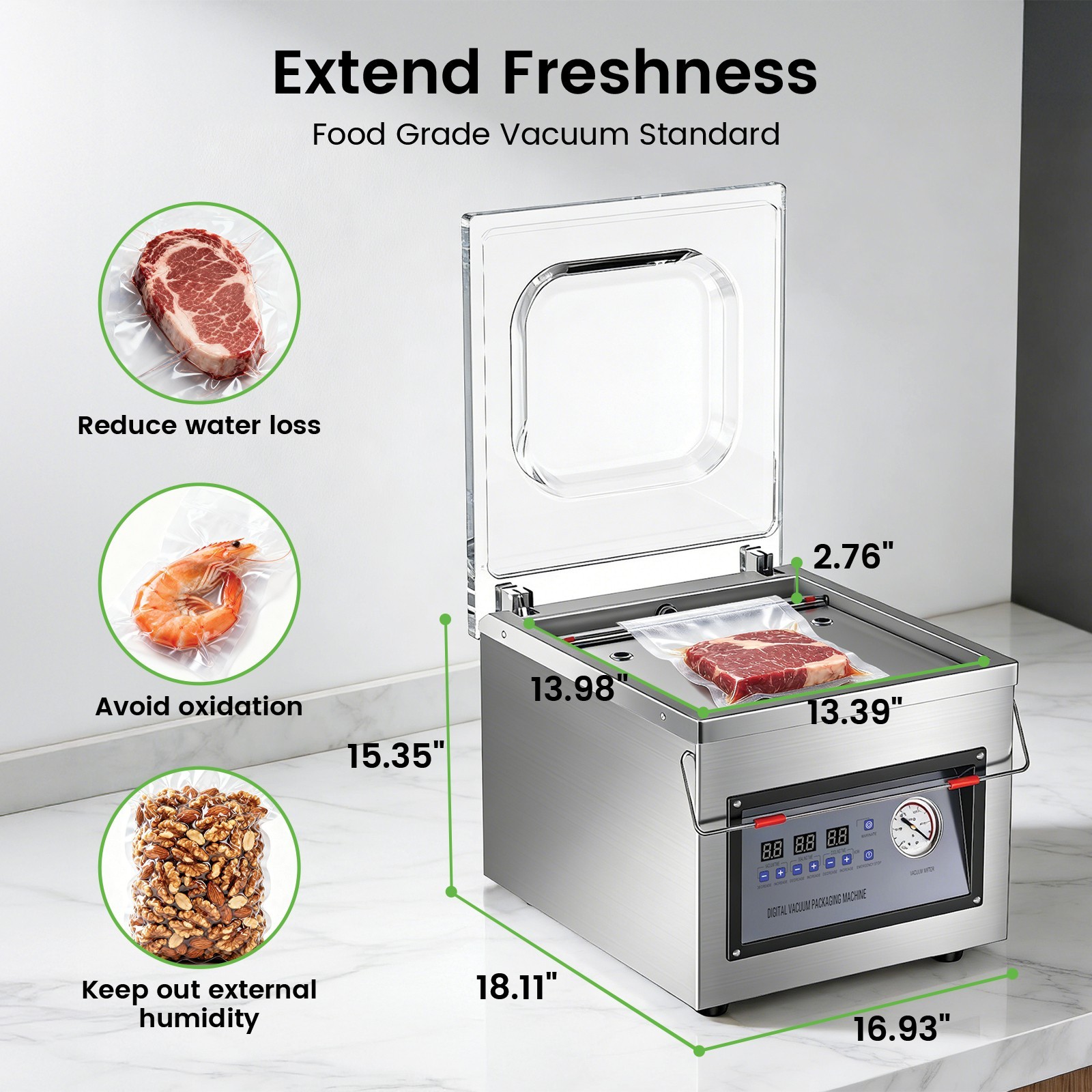 Chamber Vacuum Sealer DZ-260C Commercial Food Sealing Packing Machine 320W