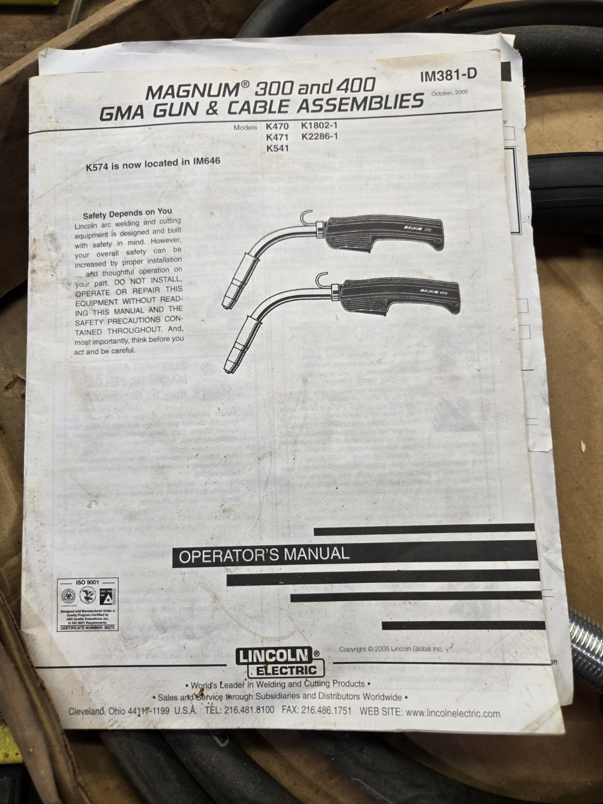 Lincoln Magnum 400 15′ Welding Gun IM381-D